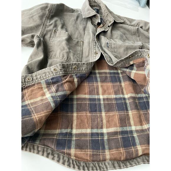 Lakin Mckey men’s canvas shirt jacket brown plaid flannel line size medium - Picture 3 of 4